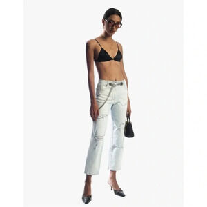 Miaou Distressed Tommy Grommet Hole Straight Leg Jeans Light Wash Size 24